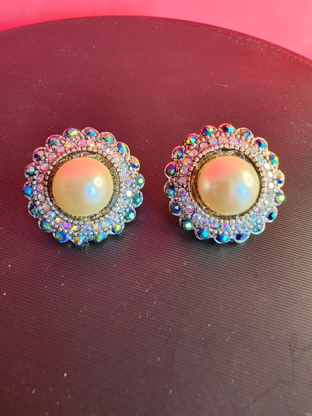 Vintage-Inspired Pearl & Crystal Statement Earrings - Gold Tone